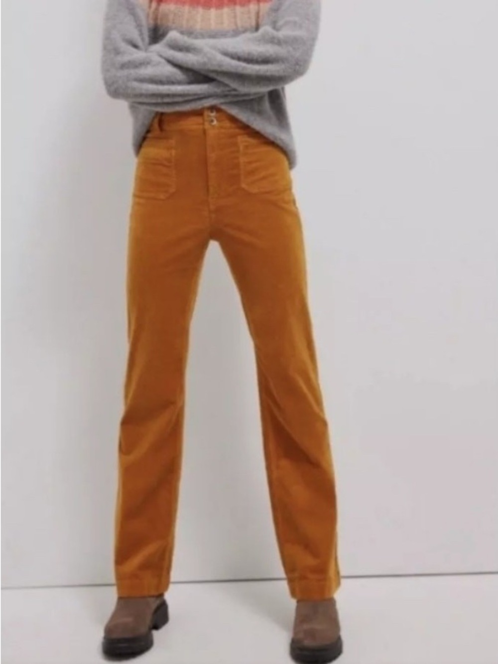 Pilcro Mustard Corduroy Pants Wide leg size 25 Outdoor Cottagecore - Picture 2 of 15